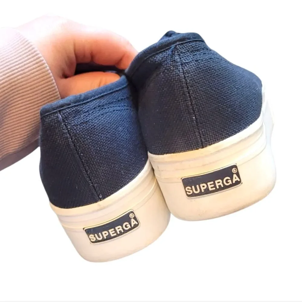 Superga Men's Navy Blue Platform Sneakers Size 7